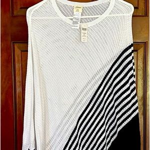 Soma Sweater Poncho White Navy large/XL NEW Knit Beach Swim Cover Up Summer